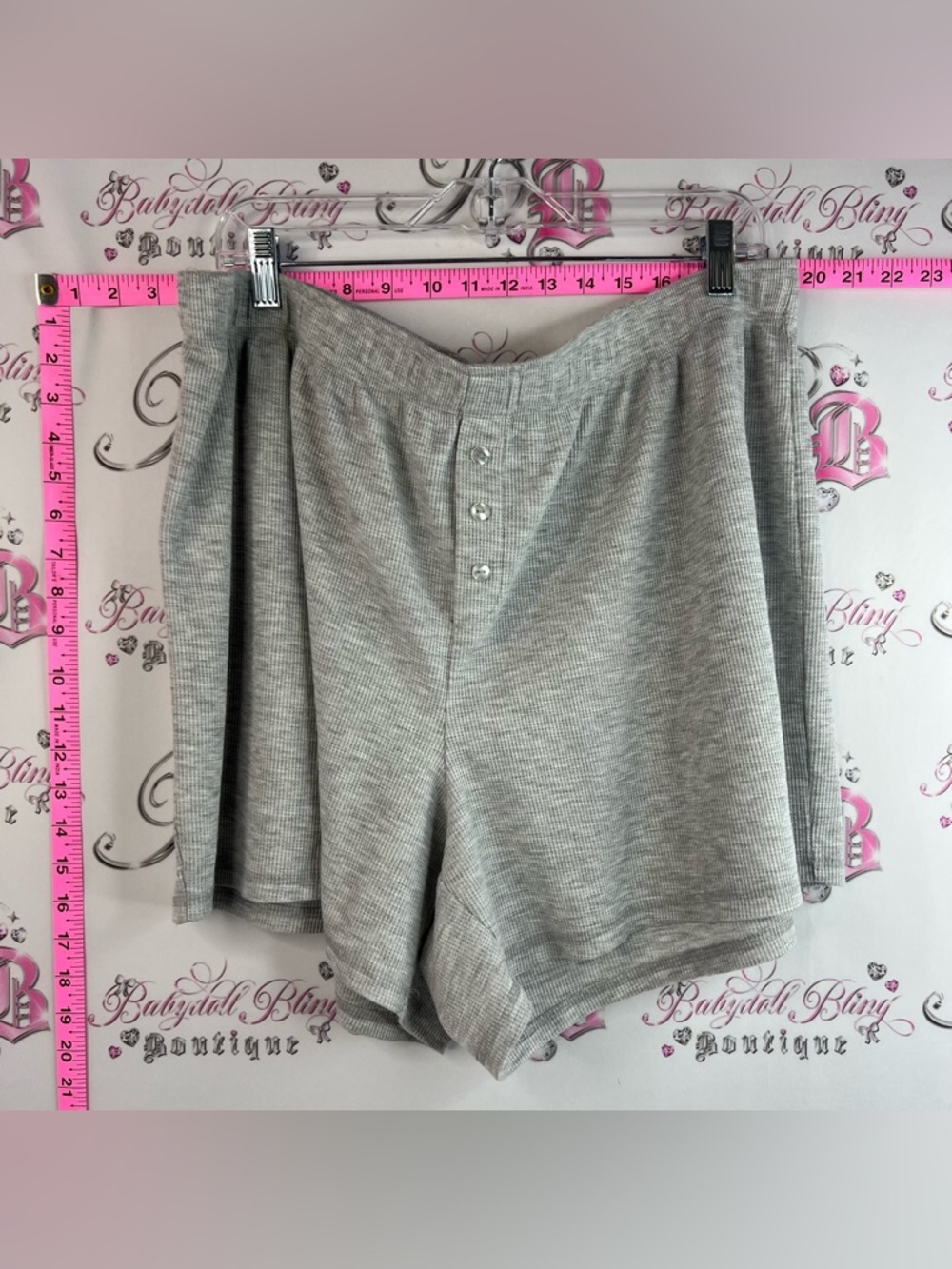Tovoglio shorts waffle thermal Light Gray Ribbed High-Waist Athletic Shorts